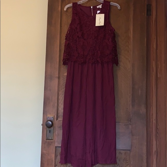 kings road Pants - Wide-leg maroon jumpsuit with embroidery!